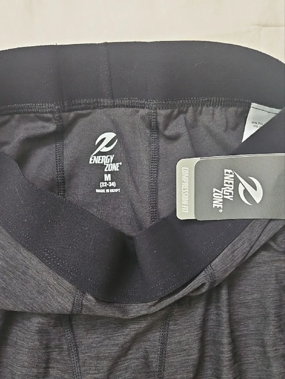 Energy Zone Mens Leggings - White and Charcoal with Black Compression Size 32 34
